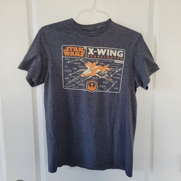Gray T Shirt Star Wars X-Wing Starfighter Schematic Episode IX Rise Of Skywalker - Picture 1 of 4